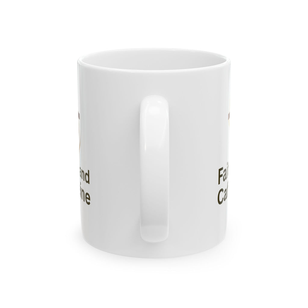 Funny Coffee Mug - "Fandom and Caffeine" Novelty Ceramic Tea Cup (11oz, 15oz)