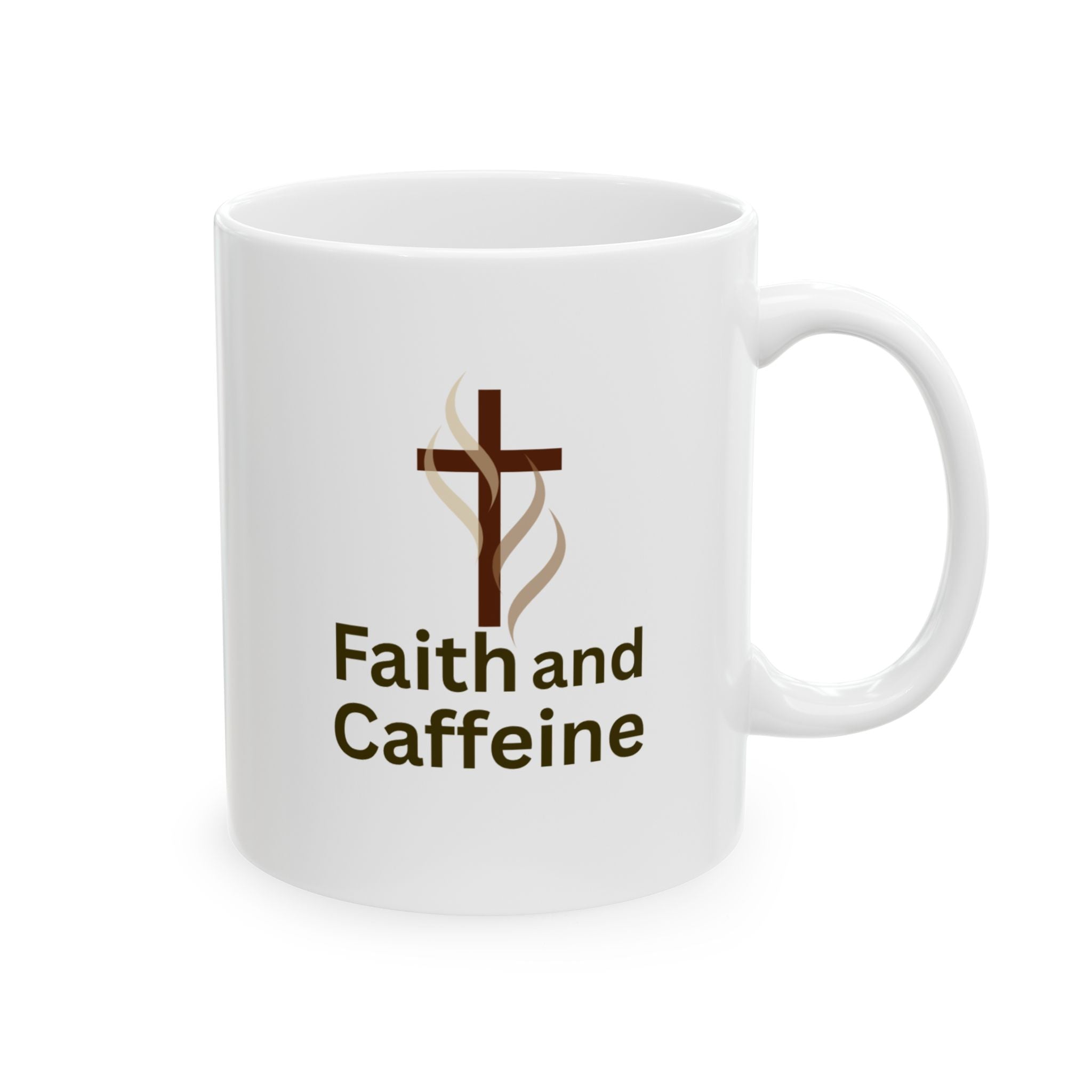 Funny Coffee Mug - "Fandom and Caffeine" Novelty Ceramic Tea Cup (11oz, 15oz)