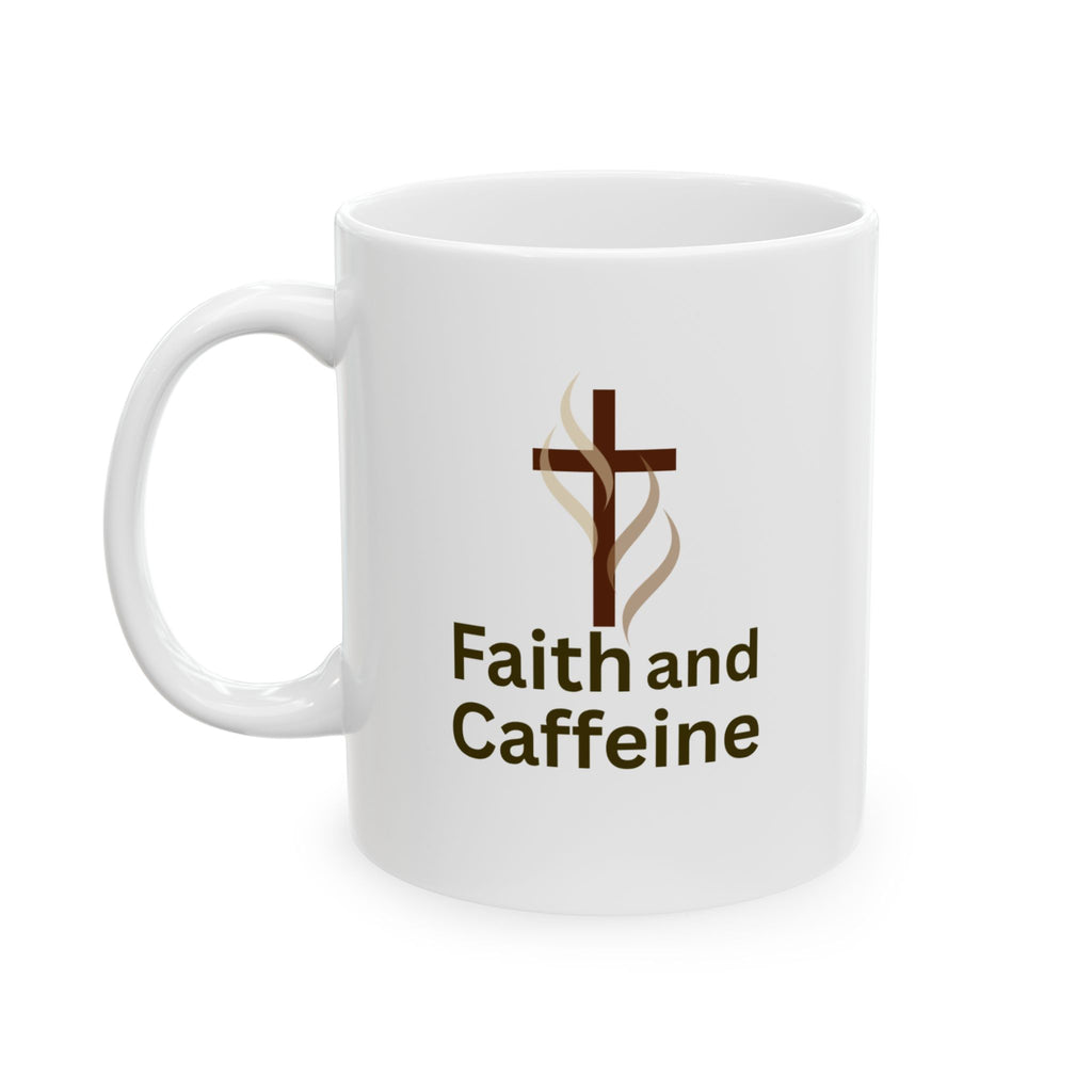Funny Coffee Mug - "Fandom and Caffeine" Novelty Ceramic Tea Cup (11oz, 15oz)