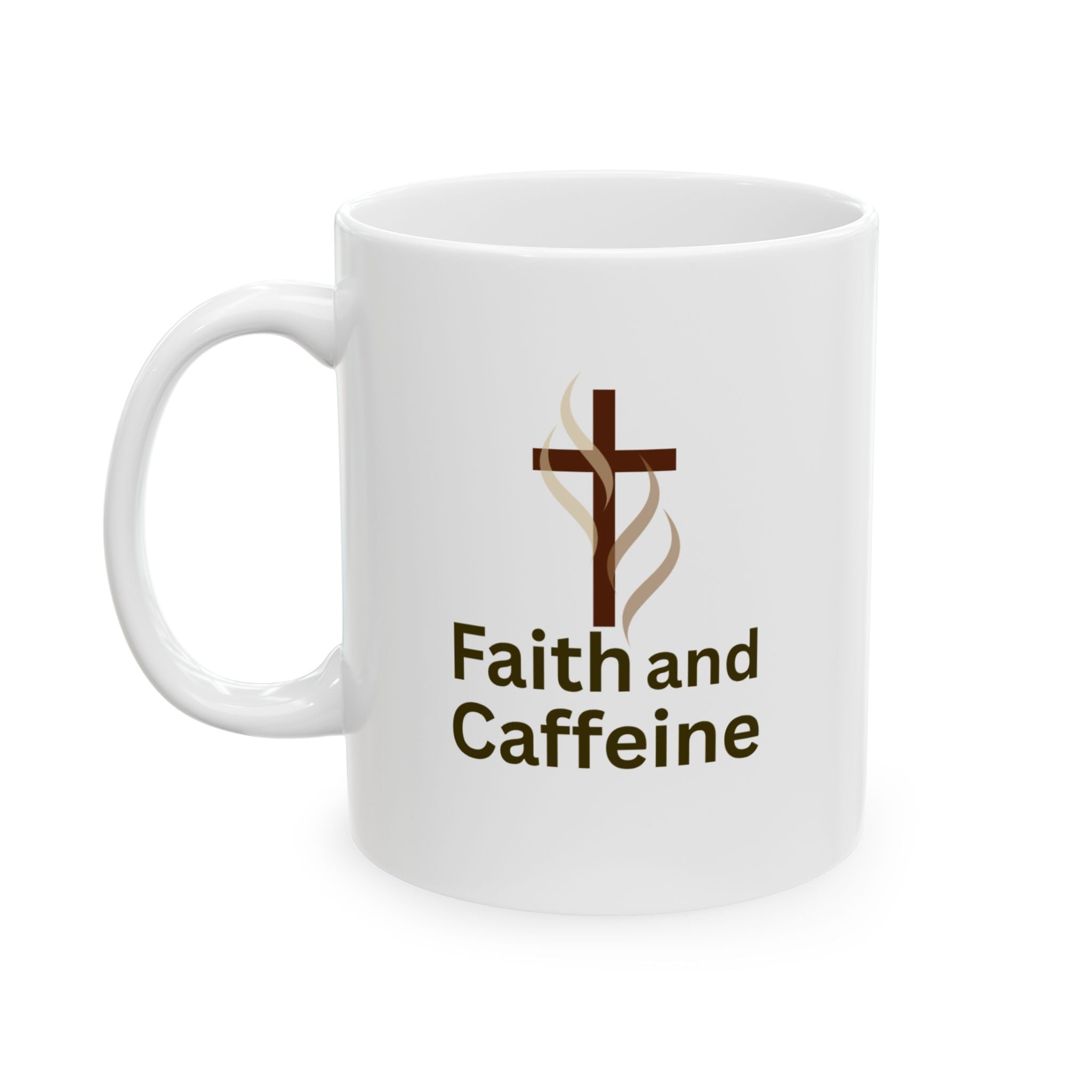 Funny Coffee Mug - "Fandom and Caffeine" Novelty Ceramic Tea Cup (11oz, 15oz)