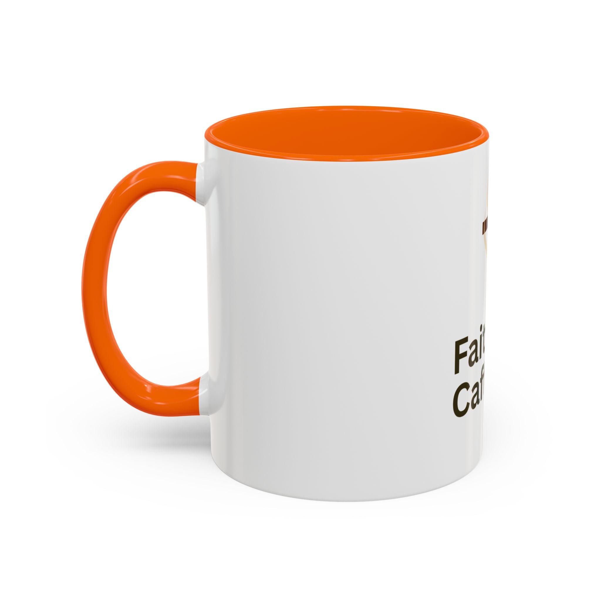Faith and Caffeine Accent Coffee Mug — Christian Cross Coffee Cup (11/15 oz)
