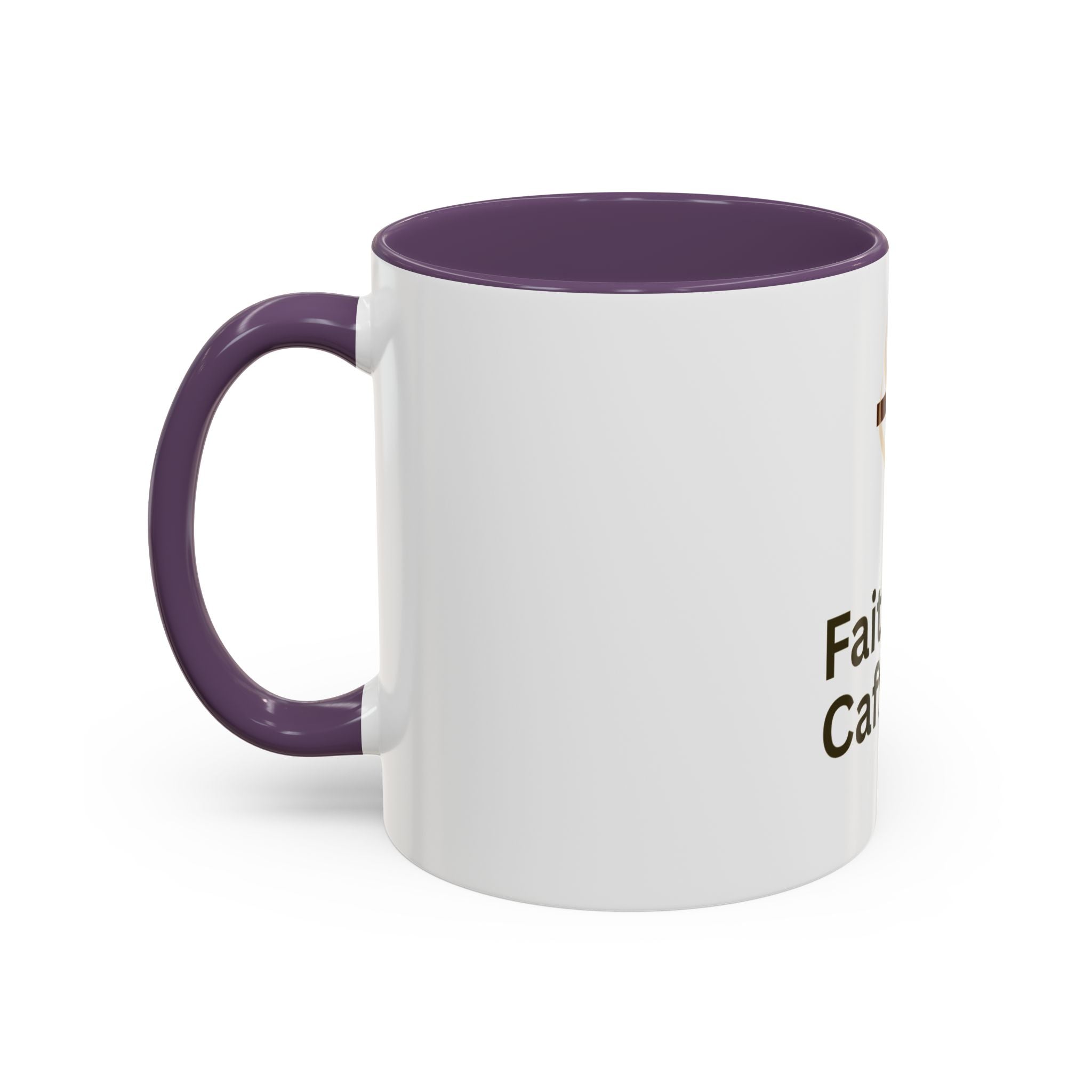 Faith and Caffeine Accent Coffee Mug — Christian Cross Coffee Cup (11/15 oz)
