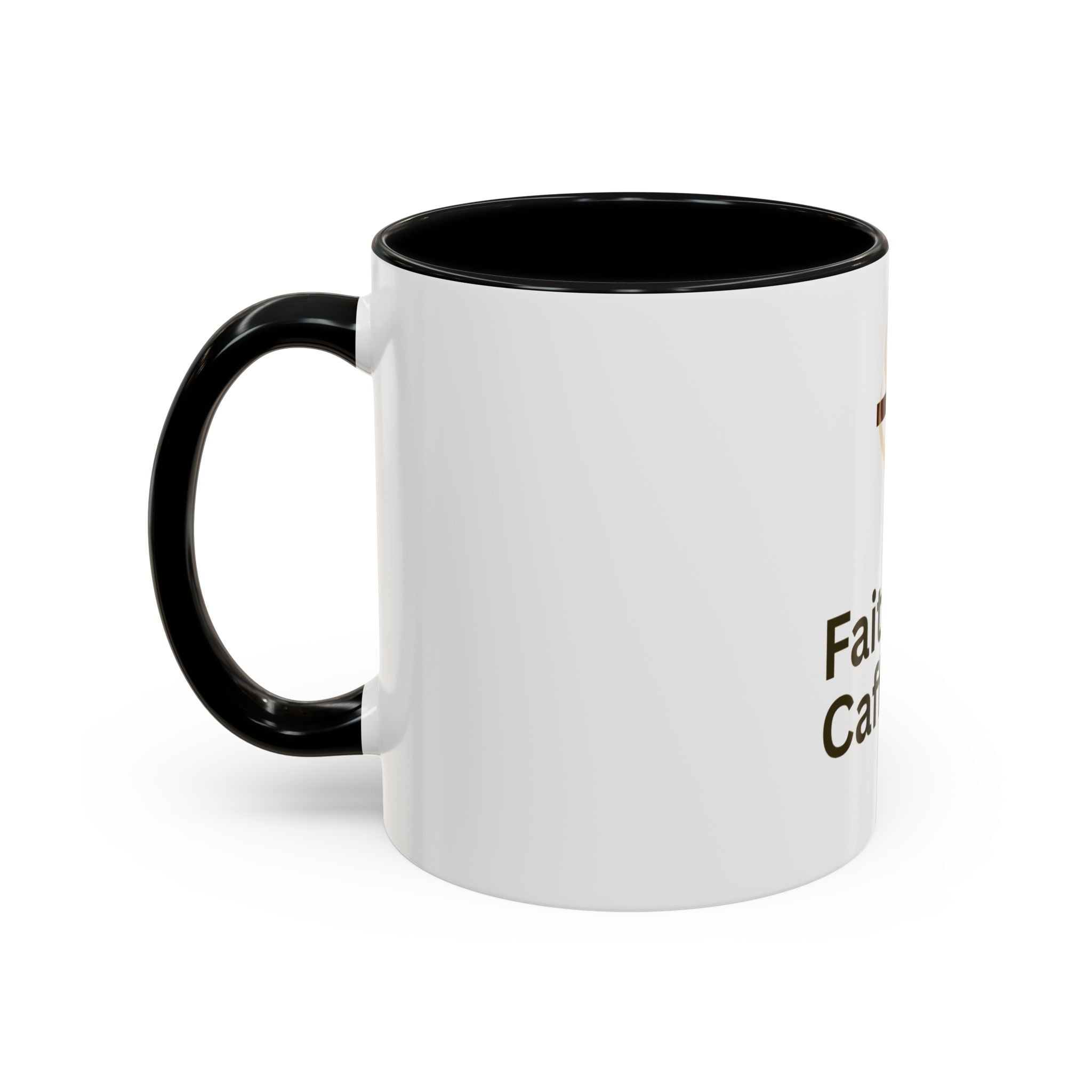 Faith and Caffeine Accent Coffee Mug — Christian Cross Coffee Cup (11/15 oz)