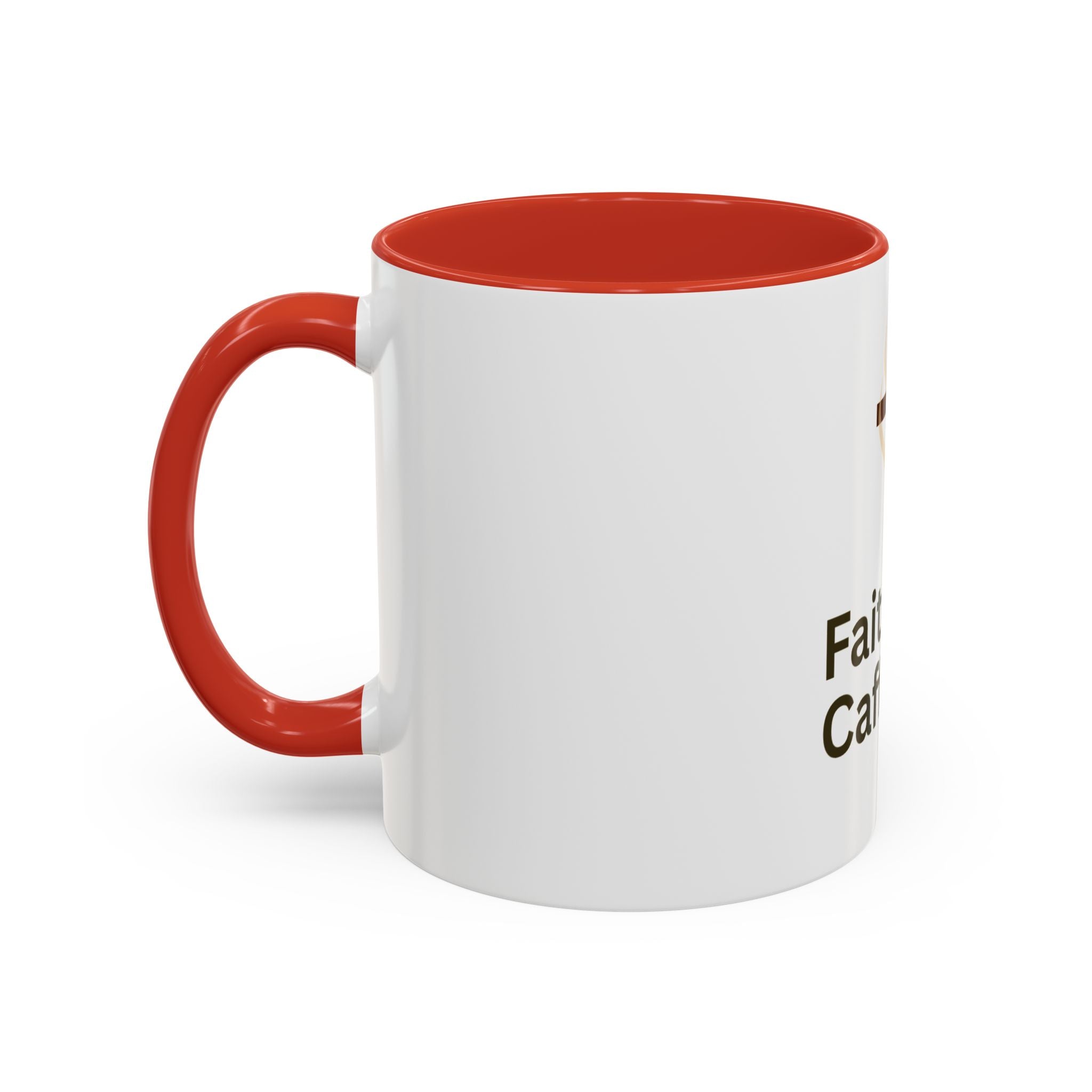 Faith and Caffeine Accent Coffee Mug — Christian Cross Coffee Cup (11/15 oz)