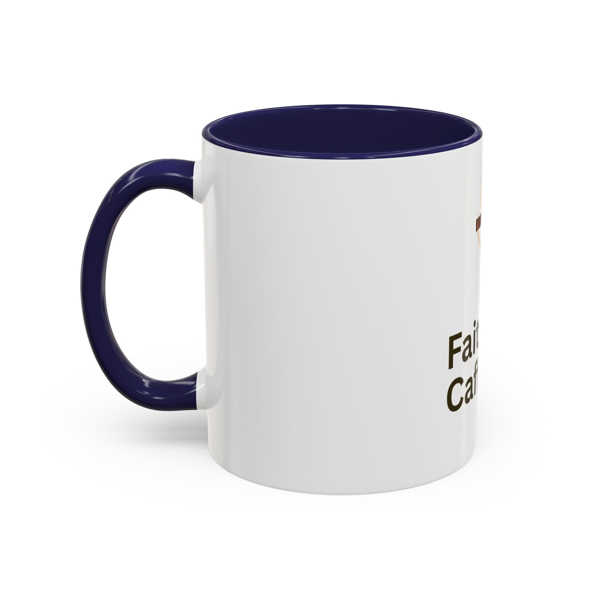 Faith and Caffeine Accent Coffee Mug — Christian Cross Coffee Cup (11/15 oz)