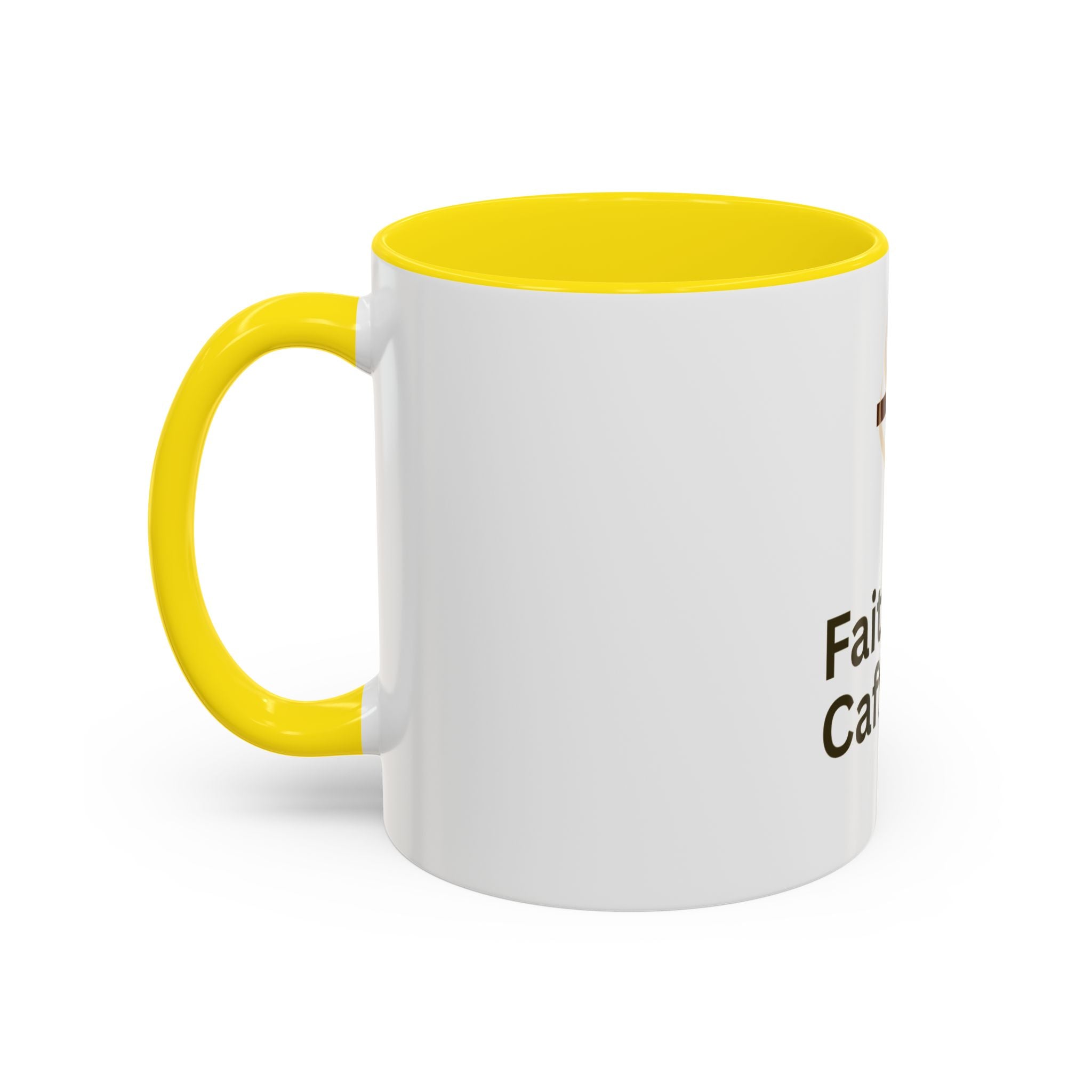 Faith and Caffeine Accent Coffee Mug — Christian Cross Coffee Cup (11/15 oz)