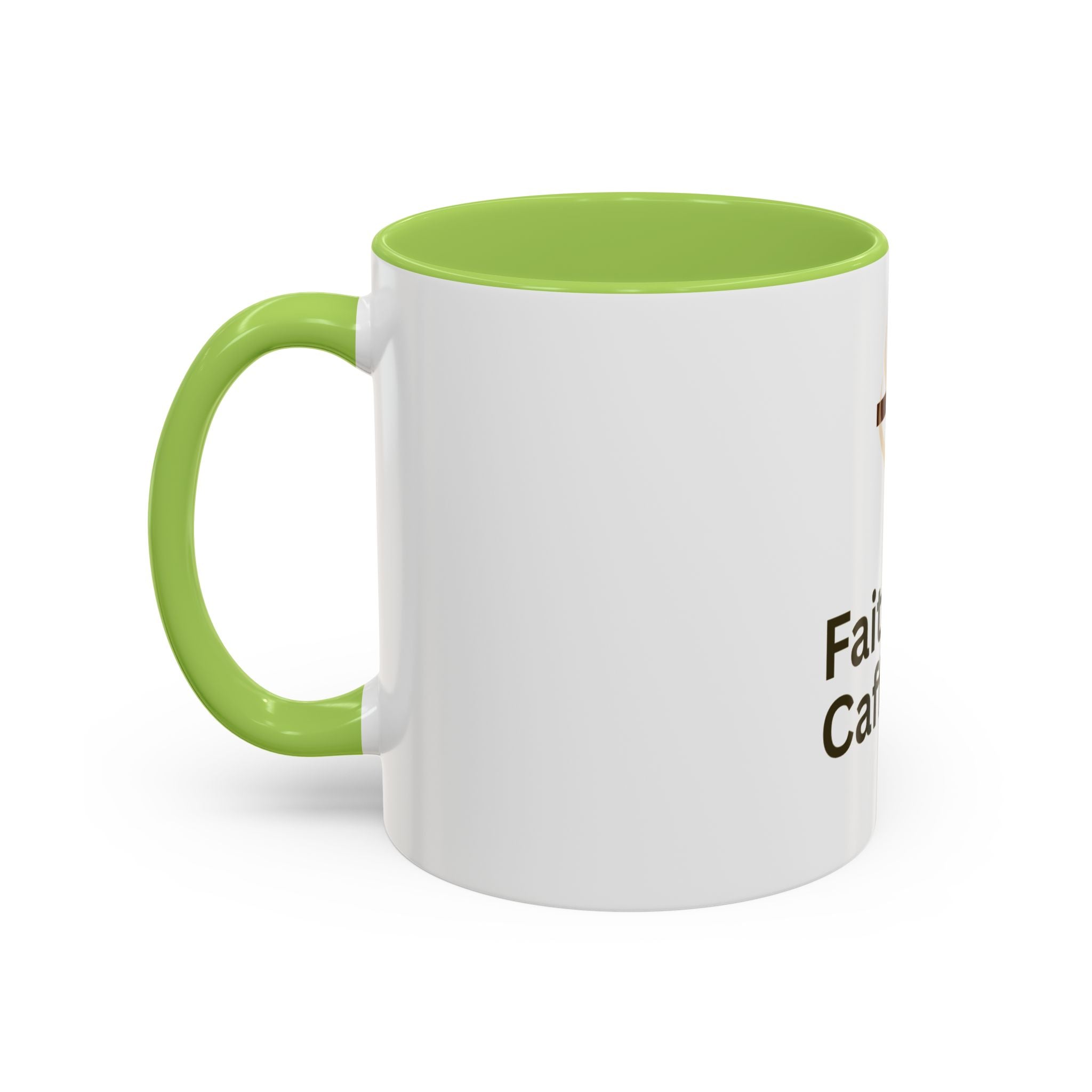 Faith and Caffeine Accent Coffee Mug — Christian Cross Coffee Cup (11/15 oz)